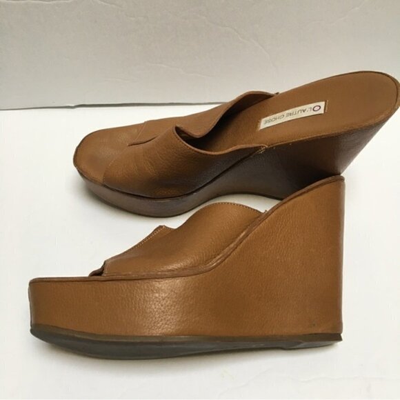 L' Autre Chose Leather Wedge Platform Sandals - Picture 3 of 9